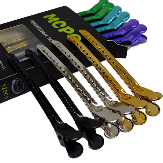 KACYDI 12 Pcs Metal Hair Clips, Duckbill Clips for Styling, Sectioning and Curling by Hairdresser or Home, 6 Colors, Ideal Gift Choice for Stylists