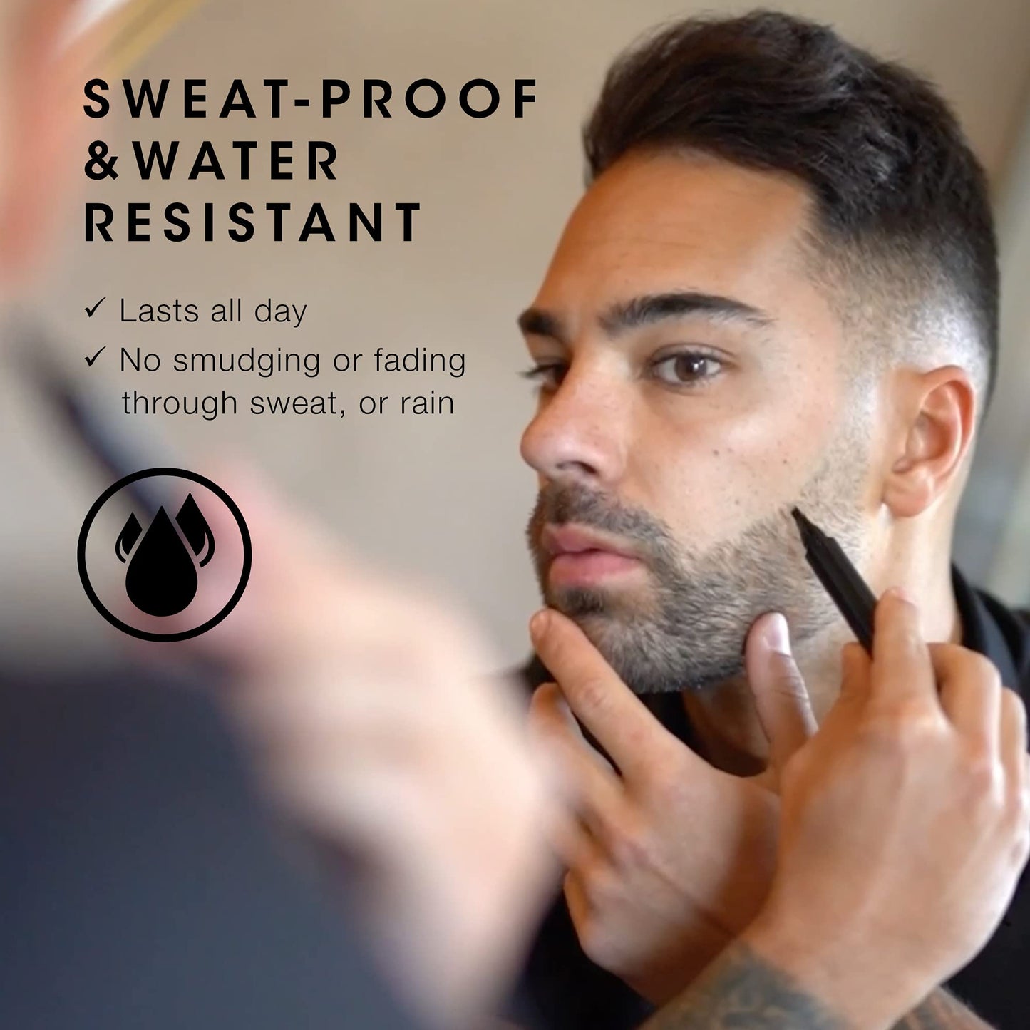 Pacinos Beard Pencil Filler - Water Proof, Long Lasting Coverage & Natural Finish - Beard, Moustache & Eyebrows - Micro-Fork Tip for Seamless