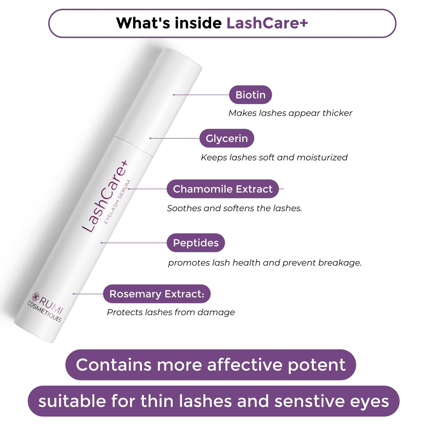 LashCare+ Eyelash Enhancing Serum For Mature Women - Longer, Thicker Lashes in 12 Weeks - For Sensitive Eyes, Natural Growth - Enhancement Beauty & Personal Care Rumi Cosmetiques