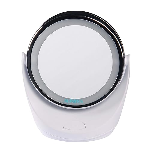 Aurora Health & Beauty 1x/5x Led Vanity/Makeup Mirror, 360 Rotation, Portable With Led Ring