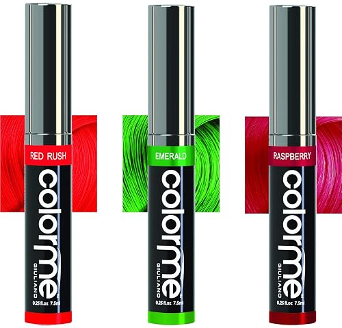 Colorme Temporary Hair Color, Hair Chalk alternative 3PK (Red, Emerald, Raspberry)