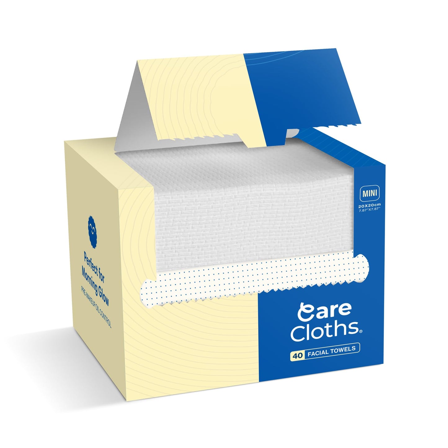 Carecloths Ultra Deluxe Disposable Face Towel, Fragrance & Lint-Free, 100% Biodegradable, Cloths Like Feel, 40ct, MINI Size 7.87" x 7.87"