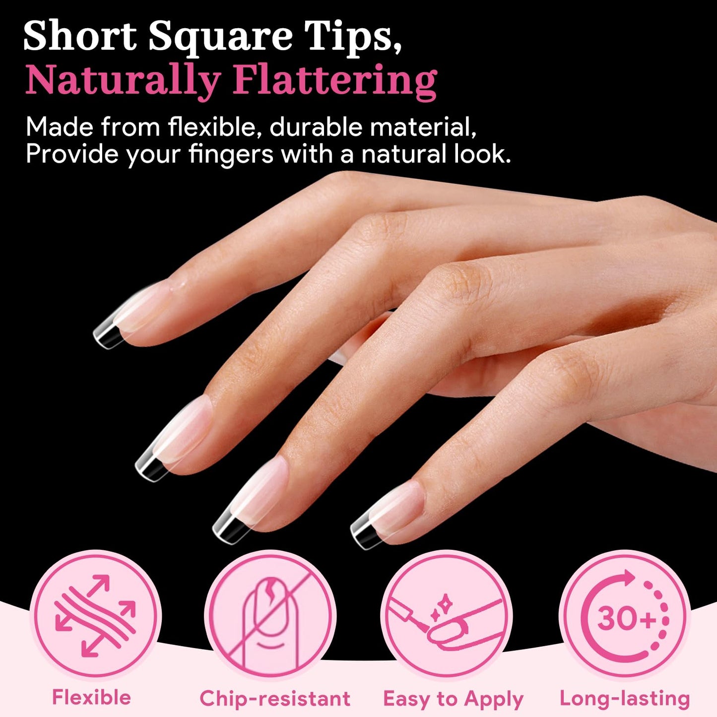 Qiek Short Square Fake Nail Tips - 15 Sizes 240 PCS Clear French Half Matte Press On False Nail Tips Pre-shaped Full Cover Gel Nail Tips Extensions Beauty and Personal Care QIEK
