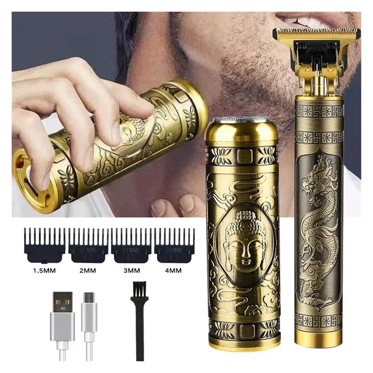 ONWEBAYK Razors Electric Shaver Vintage Hair Trimmer USB Rechargeable Shaver Men‘s Professional Hair Clipper Beard Trimmer Machine Metal Razor(Metal Beauty and Personal Care ONWEBAYK