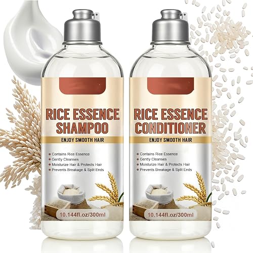 Rice Water Shampoo and Conditioner Set, 20.29oz including Rice Extract, Strengthen and Revitalize Hair, Nourish Damaged Hair, Hydrating and Thickening