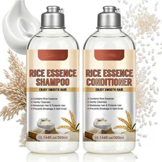 Rice Water Shampoo and Conditioner Set, 20.29oz including Rice Extract, Strengthen and Revitalize Hair, Nourish Damaged Hair, Hydrating and Thickening