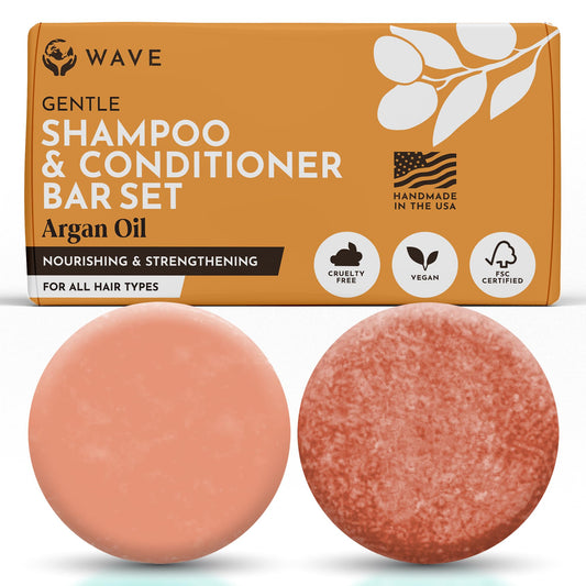 Shampoo and Conditioner Bar, Argan Oil - Sulfate Free Solid Shampoo and Conditioner Bars Set, Vegan Hair Care for All Hair Types, Long Lasting (120