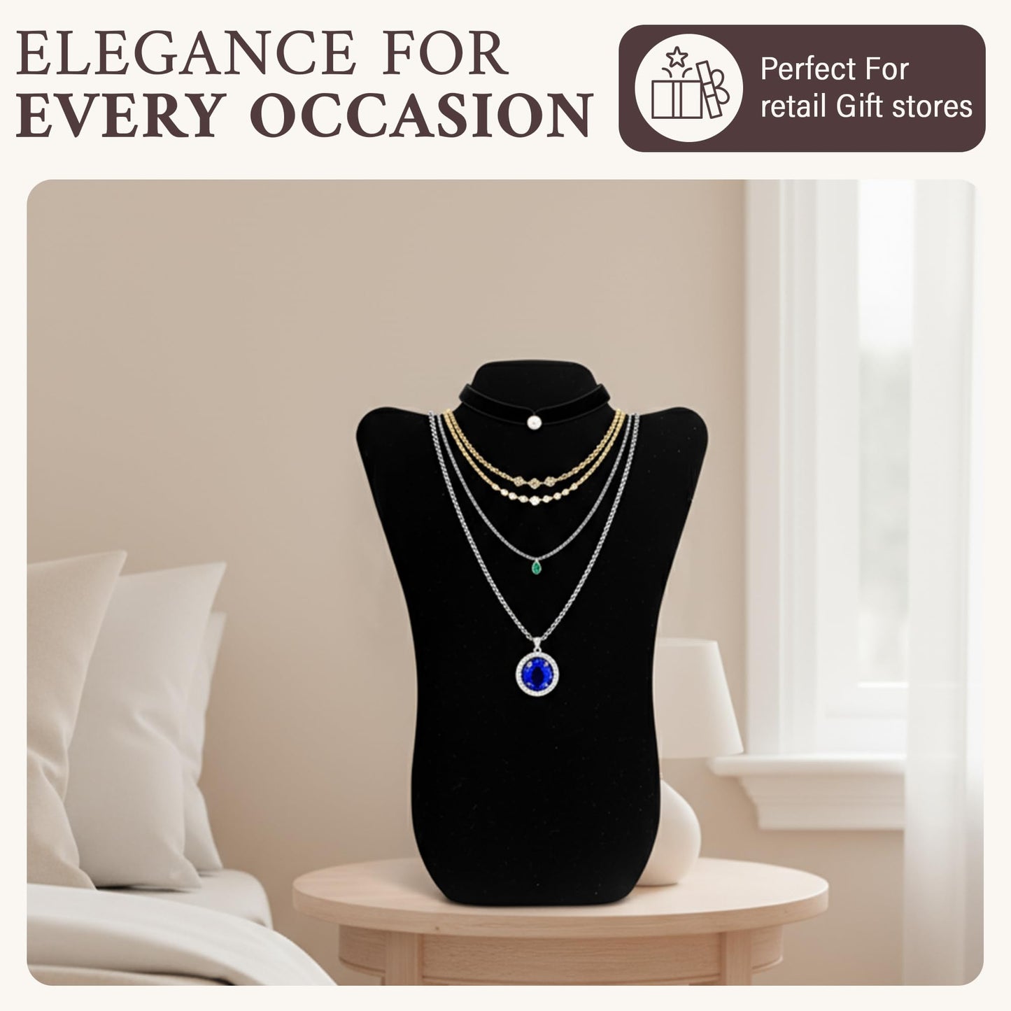 RJ Displays Jewelry Display for Vendors, Black Velvet Necklace Display Stand Holder, Jewelry Stand Necklace Holder for Vendors. Jewelry Display Stand…