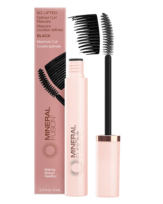 Mineral Fusion So Lifted Lash Defined Curl Mascara (Black) - Lash Lifting Mascara for Weightless Volume & Length - With Argan & Coconut Oils