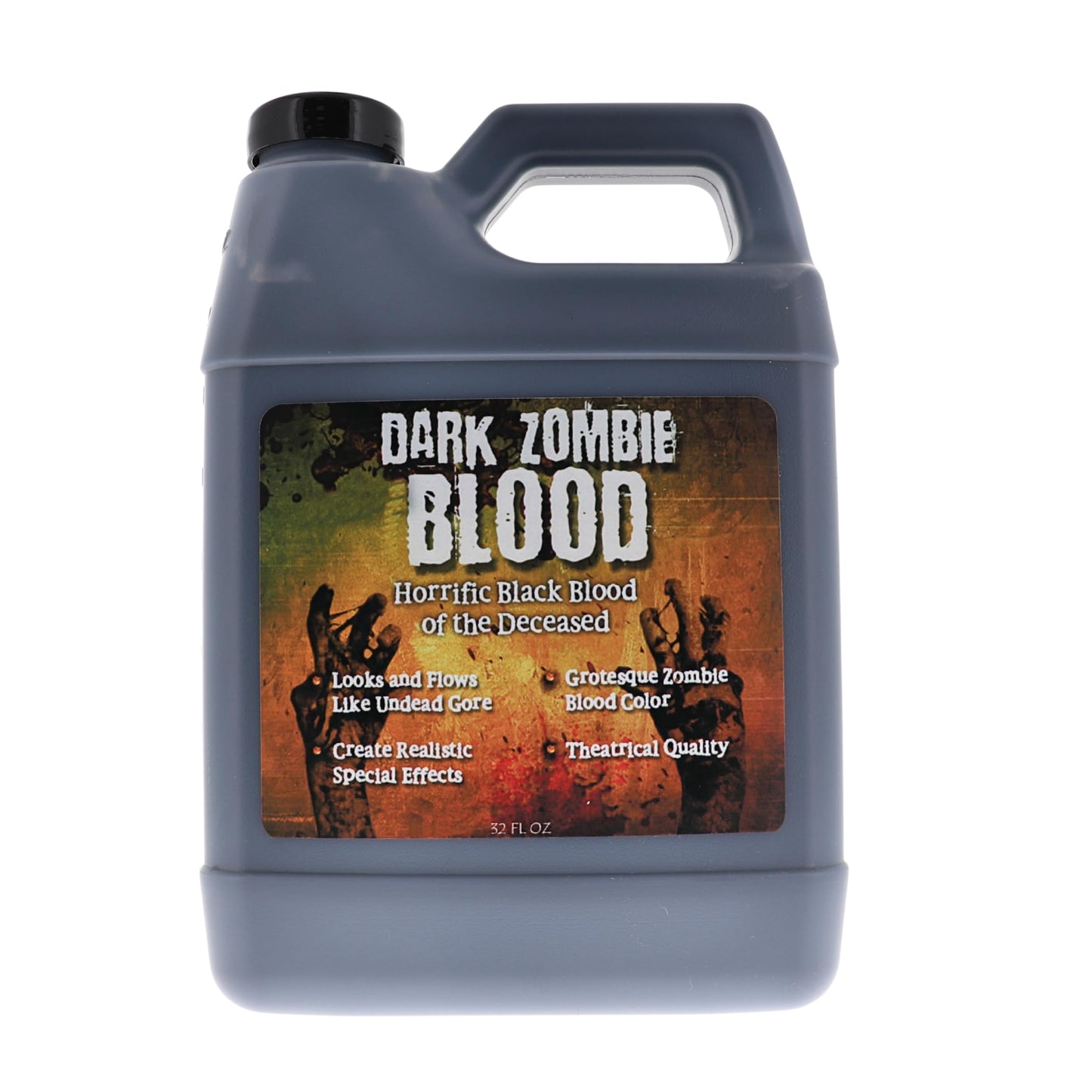 Dark Zombie Blood - 32 fl oz Bottle Ultra-Realistic Black Fake Blood for Halloween, Cosplay, Horror Makeup & SFX - Washable, Long-Lasting Formula