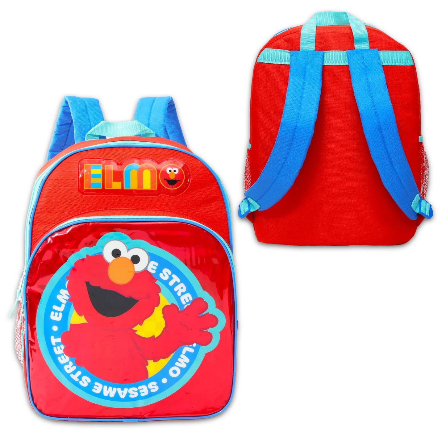 Sesame Street Backpack for Kids - Bundle with 16” Sesame Street School Backpack Plus Water Bottle, Tattoos, More | Elmo School Bag for Boys, Girls Set