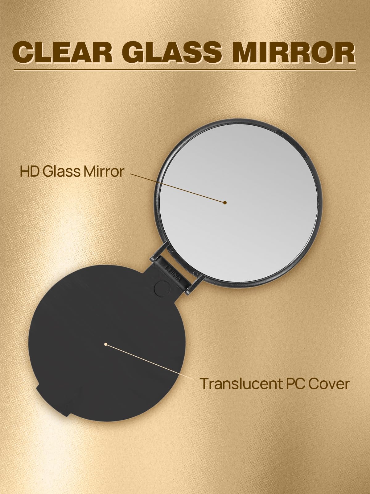 Qislee Compact Mirror Bulk, Round Makeup Mirror for Purse, Set of 24 (Black)