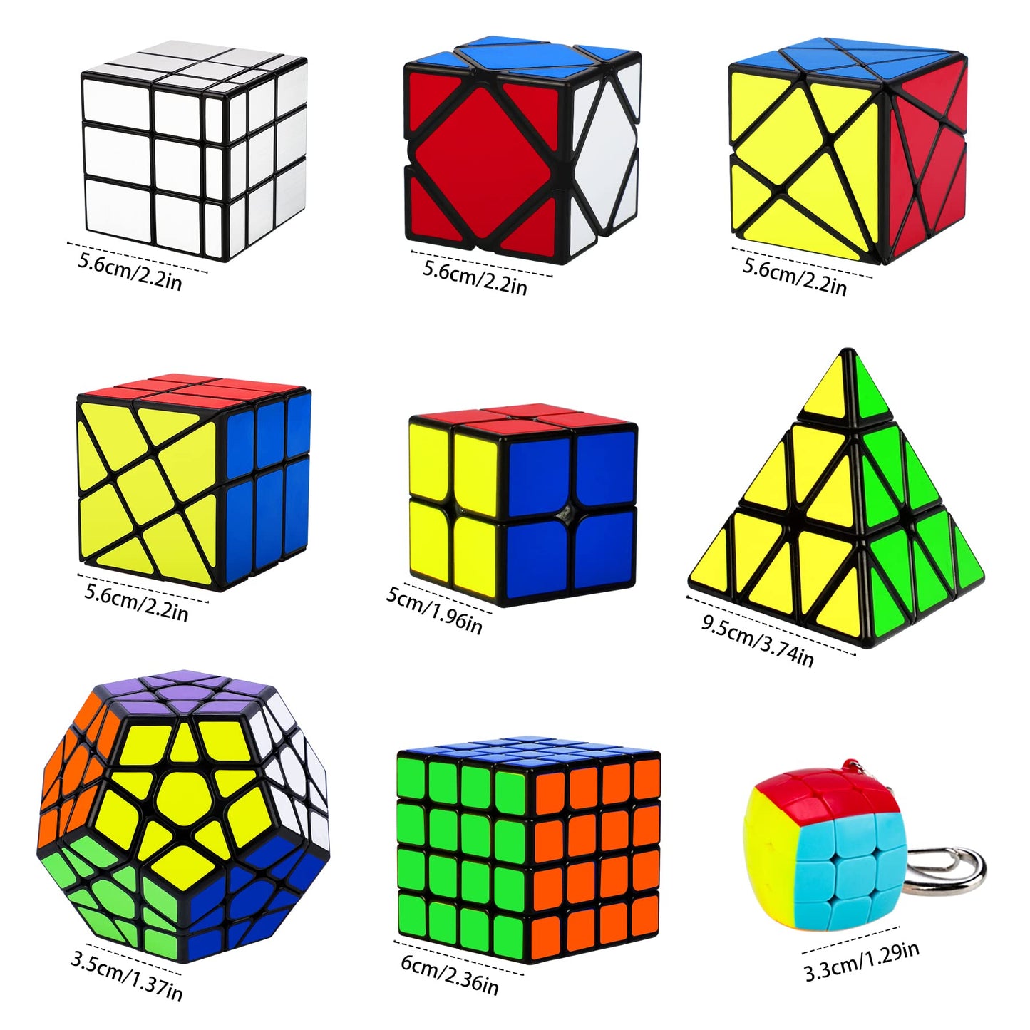 Speed Cube Set – 9-Pack Magic Cubes Including Pyraminx, 2x2, 3x3, 4x4, Megaminx, Mirror, Mini 3x3, Skewb & Fenghuolun, Puzzle Toy for Kids & Adults