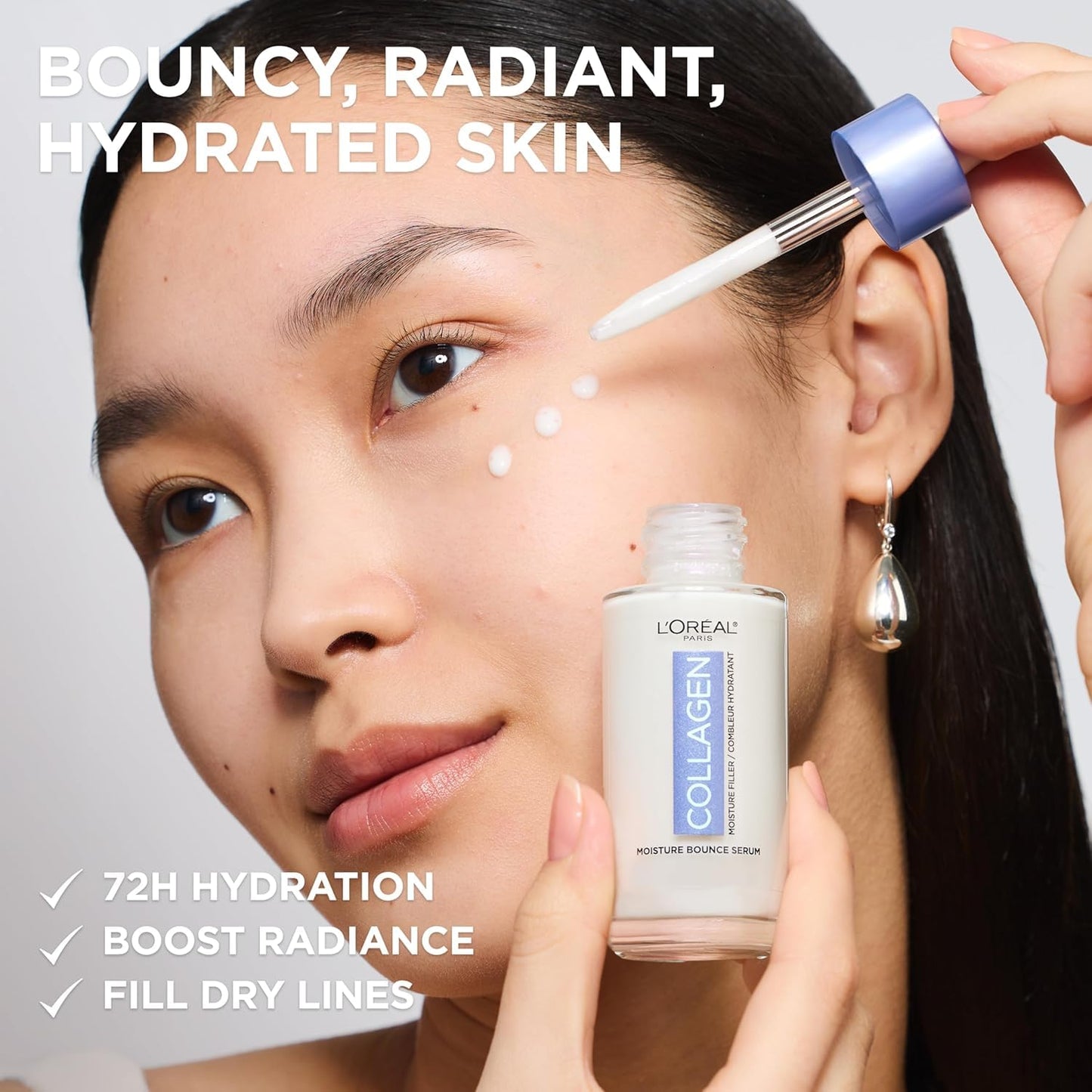 L'Oreal Paris Collagen Moisture Filler Moisture Bounce Face Serum, Glow Serum with Collagen, Glycerin, and Squalane for Bouncy, Radiant, Hydrated