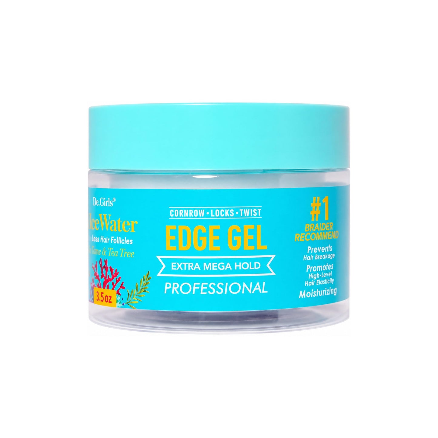 Dr. Girls Rice Water Edge Gel - Extra Mega Hold for Cornrows, Locs & Twists with Biotin, Castor Oil 3.5oz (Sea Moss+ Tea Tree)