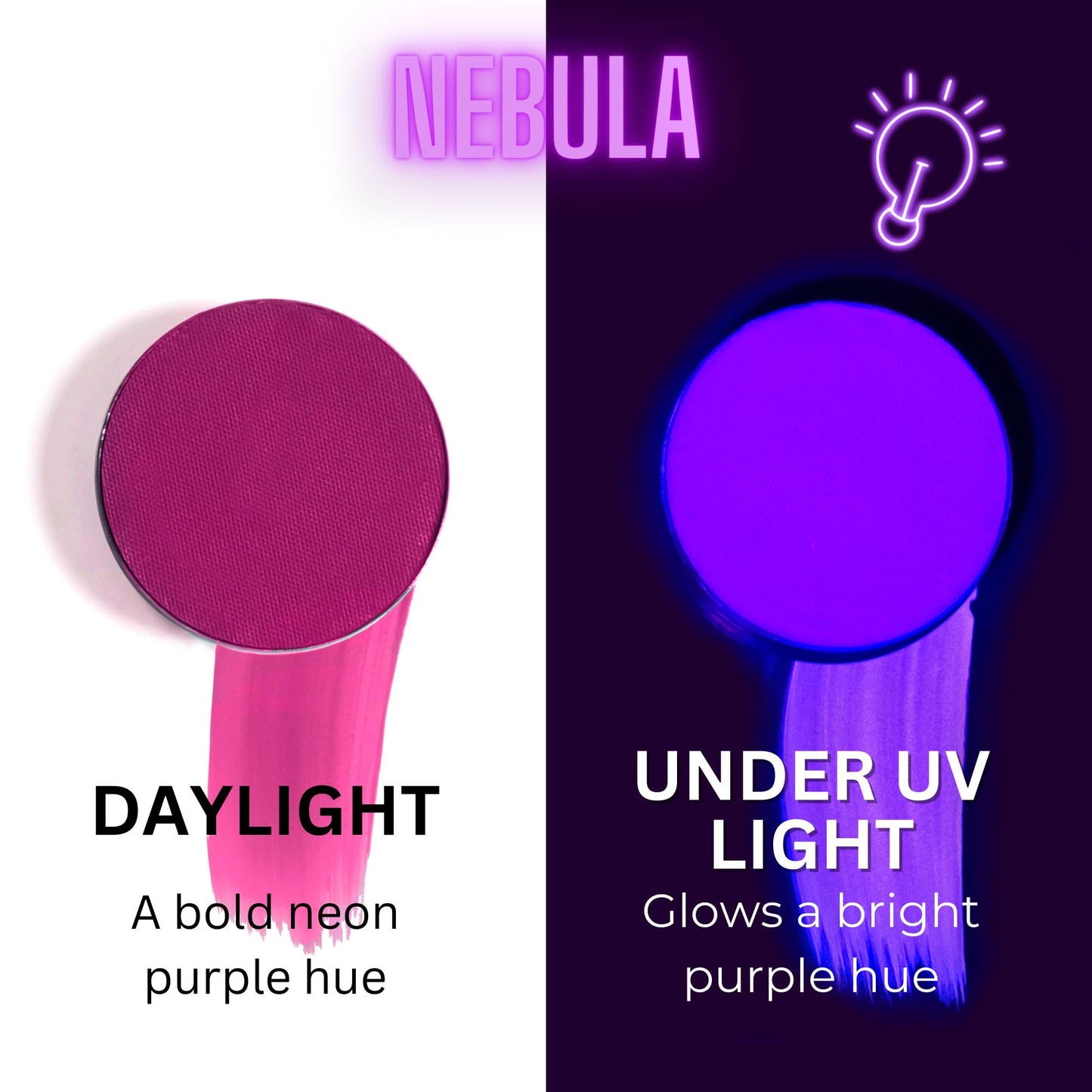 Mehron Paradise FX UV Neon Glow - Nebula - Neon Purple/Purple UV 0.25 oz | Pro Water-Activated Shimmer Paint for Raves, Costumes, SFX, Halloween
