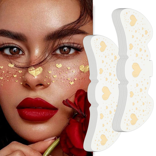 Wodelanle Glitter Freckles Face Tattoo, 24 Count Gold Face Glitter Speckles Makeup Patches, Glow Up Makeup Patches, Cute Glitter Freckles Makeup