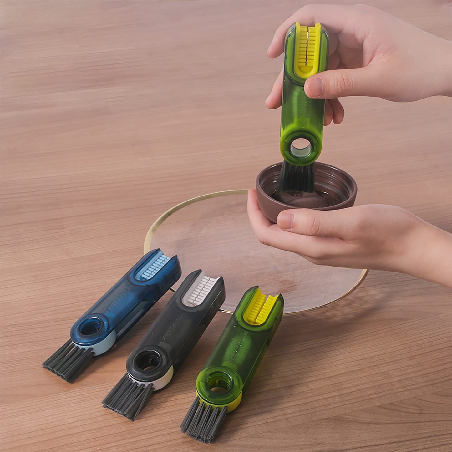 3-in-1 Cup Lid Gap Cleaning Brush Set – Multipurpose Silicone Bottle & Cup Holder Cleaner for Home & Kitchen