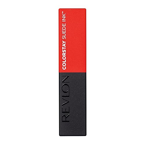Revlon Lipstick, ColorStay Suede Ink, Built-in Primer, Stocking Stuffer for Women, Waterproof, Smudge-proof, Matte Color, 007 Feed the Flame, 0.09 oz