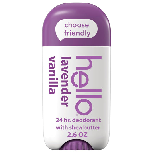 hello Lavender Vanilla Aluminum Free Deodorant for Women and Men with Shea Butter, 24-Hour Freshness, Baking Soda Free Deodorant, Dermatologically Beauty and Personal Care hello