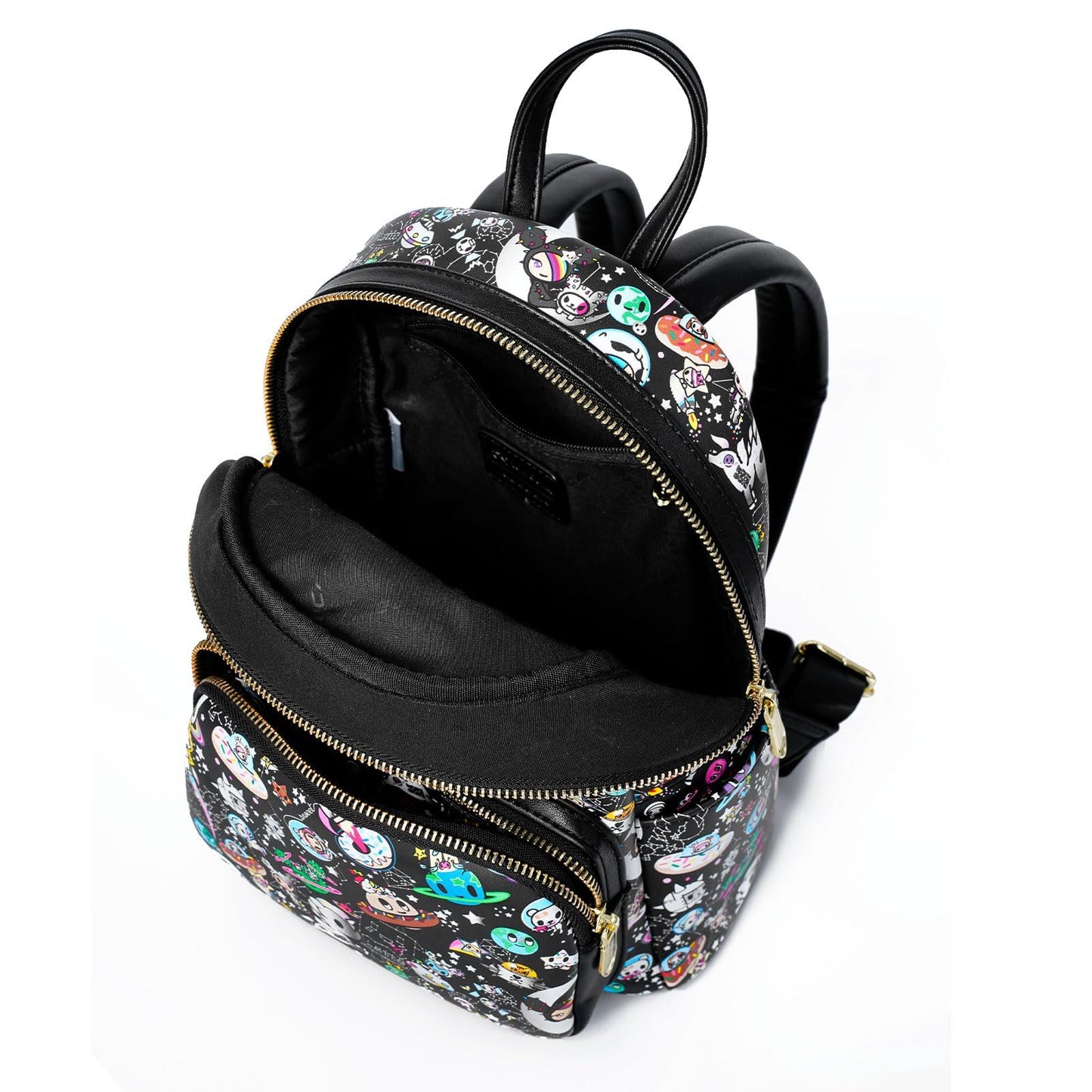 Tokidoki Mini Backpack Purse for Women, Unicorno Black PU Leather Shoulder Bag Daypack Handbag for Work Shopping Travel (PU-Black)