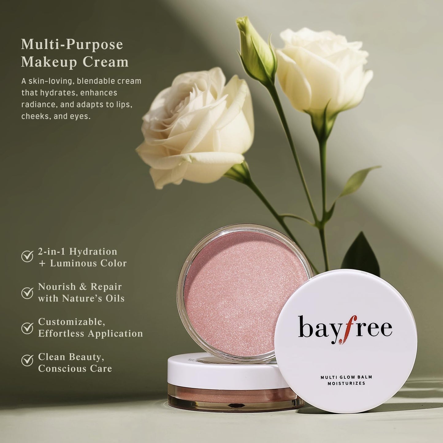 bayfree Multi Glow Balm, Cream Blush for Cheeks, Blush Balm Face Makeup, Radiant Finish, Hydrating, Creamy, Lightweight & Blendable Color, Face Beauty and Personal Care bayfree