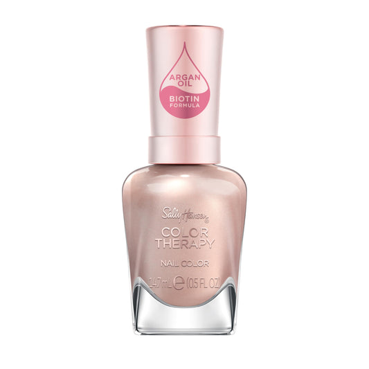 Sally Hansen Color Therapy Nail Polish | Biotin, Argan Oil, Long Lasting, Healthy Nails, Nail Strengthener, Semi-Opaque | 200 Powder Room | Soft Nude Beauty & Personal Care Sally Hansen