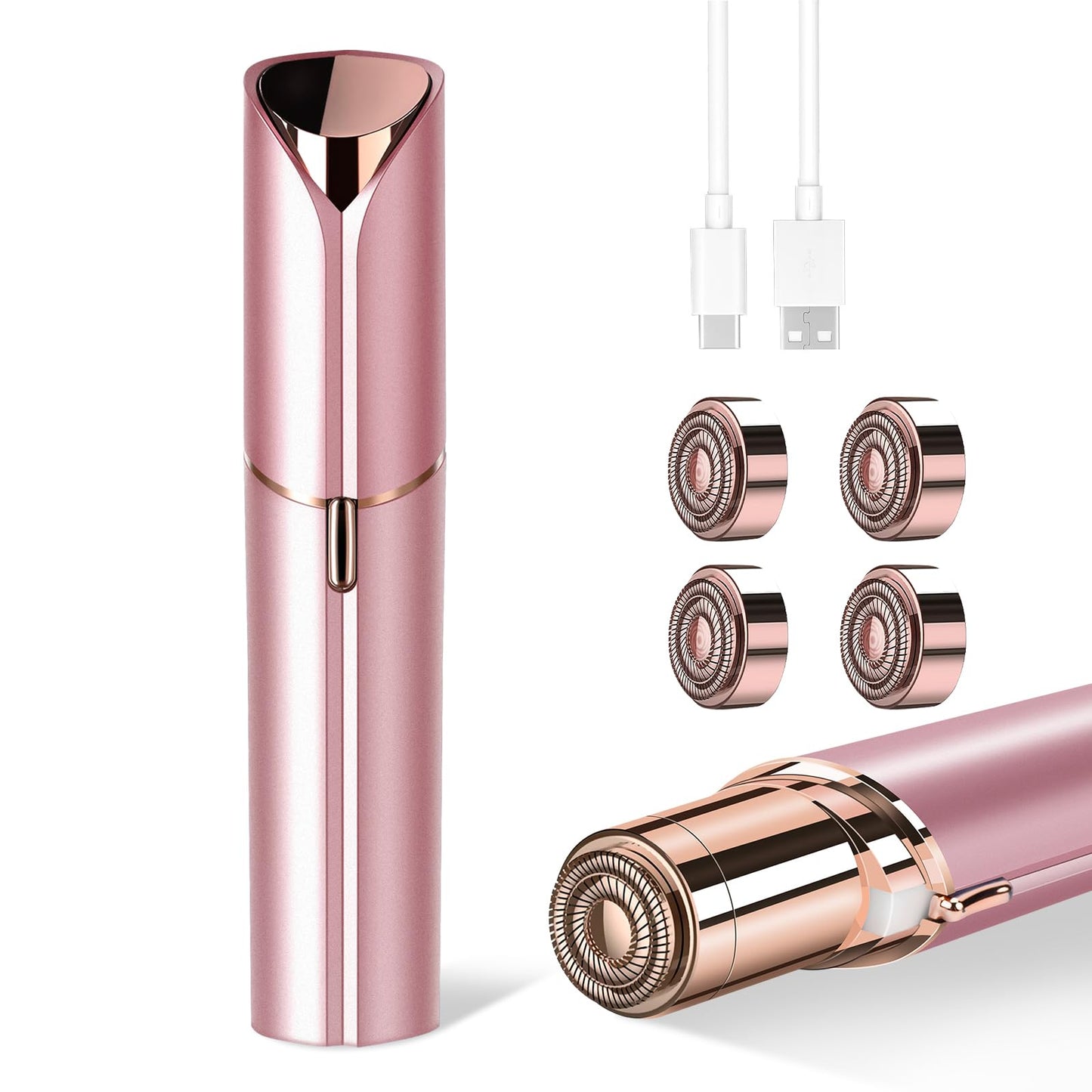 Flawless Facial Hair Removal for Women, Portable Painless Hair Remover Device, Rechargeable, with 4 Replacement Heads, for Face, Upper Lip and Chin Beauty and Personal Care bikurpia Default Title
