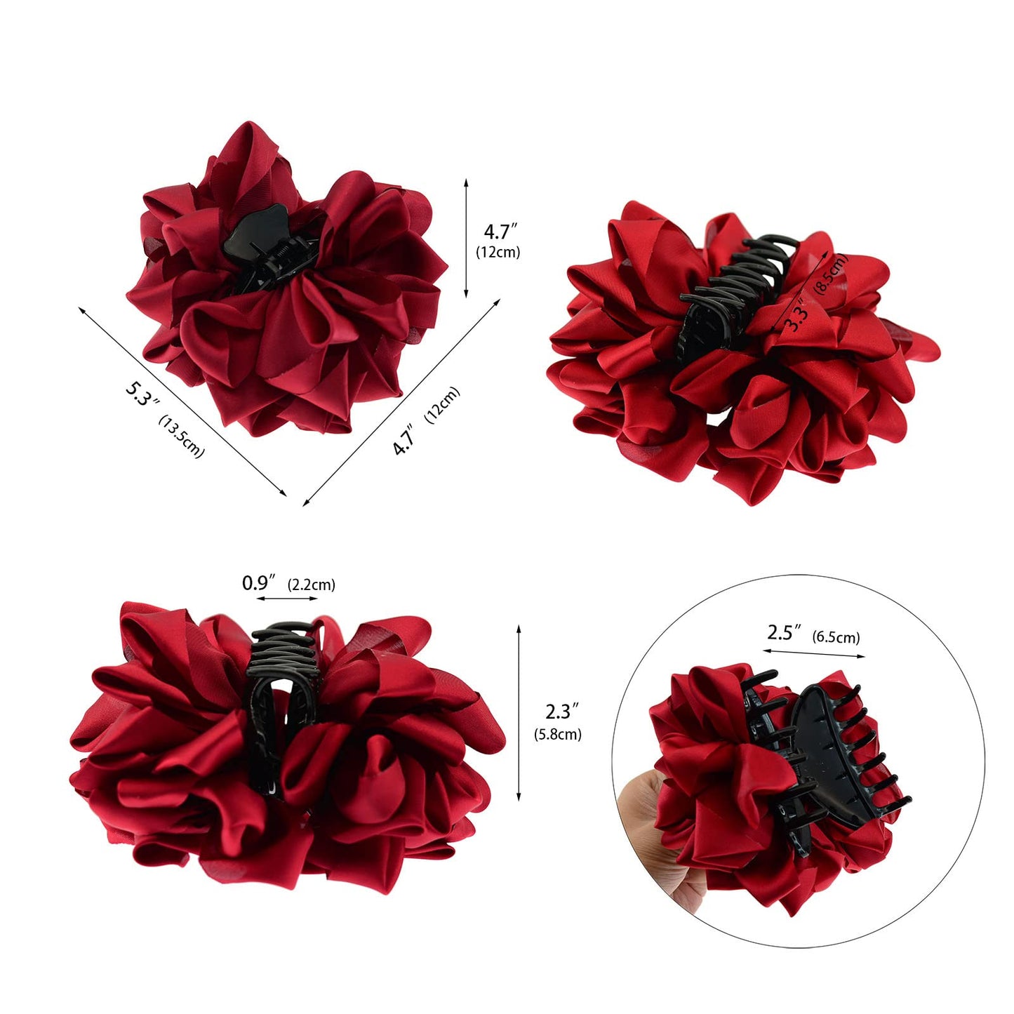 4 Pcs Large Silk Flower Bow Hair Claw Jaw Clips For Women Hair clamps