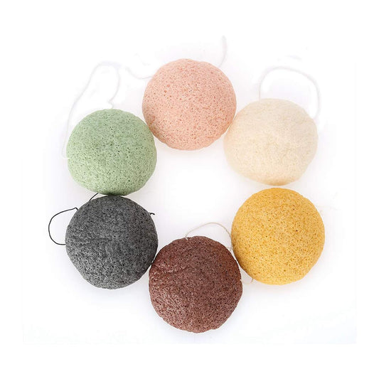 6pcs/Set Konjac Sponge, 100% Pure Naturally Cleaning Puff Konjac Sponges Tool Wet/Dry Skin Massage Tools to effortlessly Cleanse & Soften Delicate Beauty & Personal Care Salmue