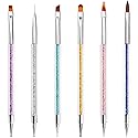 iminoo 6PCS Nail Art Brushes,Double Ended Nail Liner Brush Dotting Pen Nail Art Point Drill Drawing Tools,Double Ended Nail Art Brushe for DIY Nail