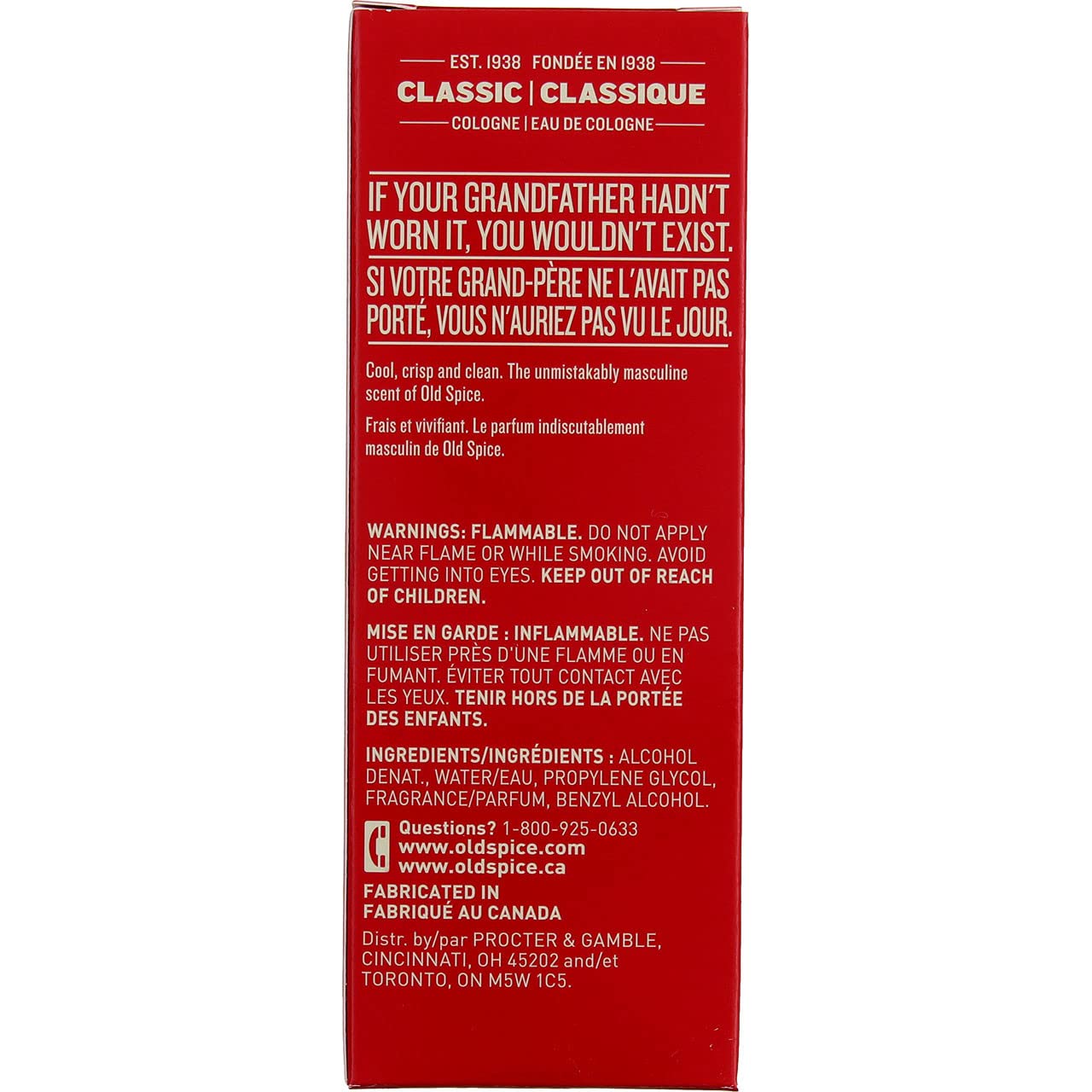 Old Spice Classic Cologne Spray 4.25 Oz 4 Pack