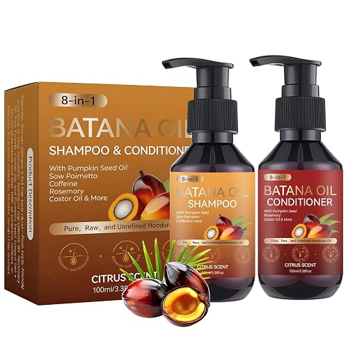 Batana Oil Shampoo and Conditioner Set, Batana Oil for Hair Growth Shampoo, Hair Thickening Product for Women and Men Daily Hair Care, Hair Regrowth