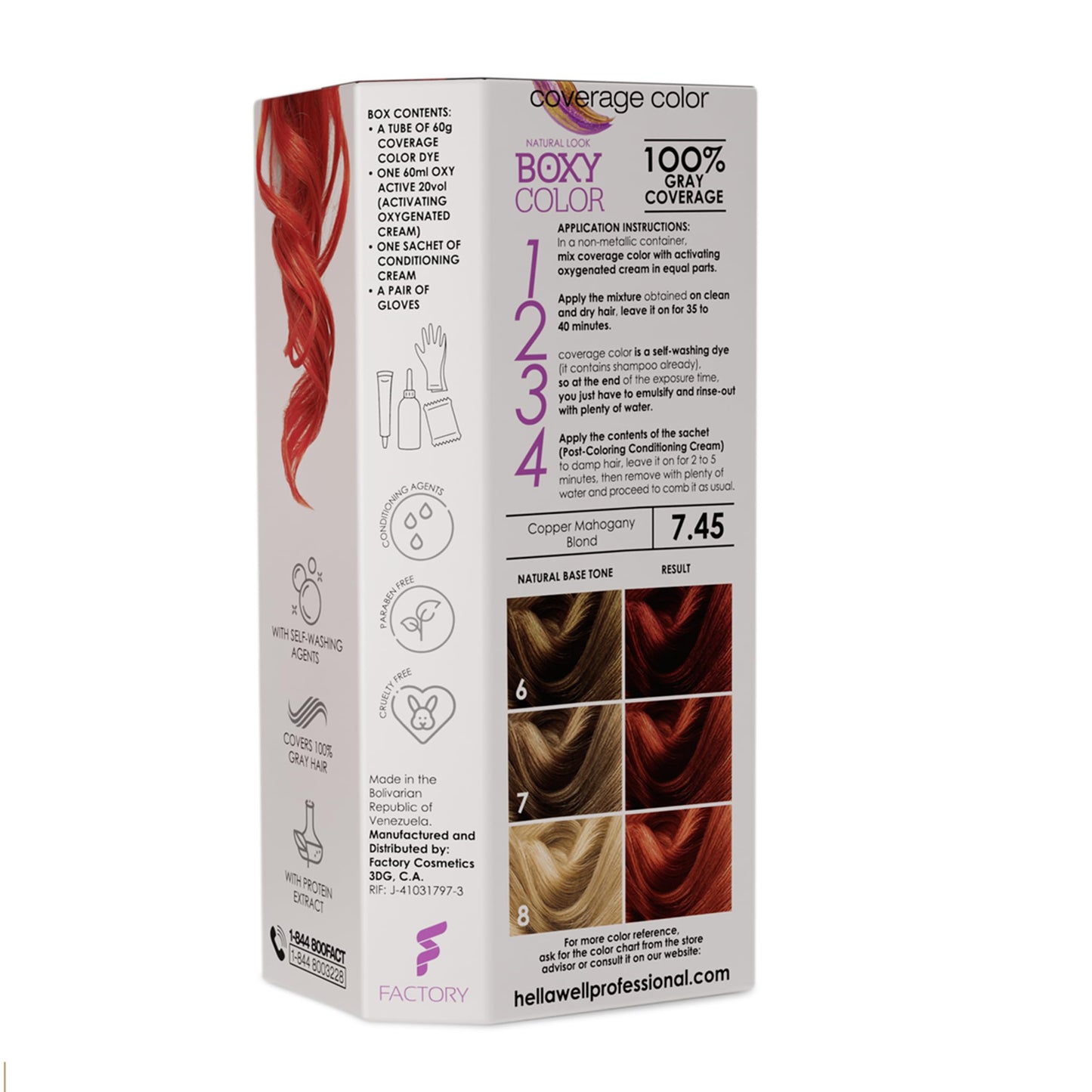 BOXY COLOR Coloring kit professional, permanent color cream hair dye with Vegetal Protein to get Hair with intense color shiny and silky. 100% Gray