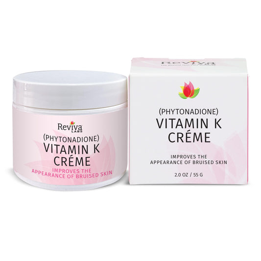 Reviva Labs Vitamin K Crème for Bruising, Under-Eye Dark Circles, and Wrinkles with Soybean Oil and Natural Fruit Extracts - 2 Oz, for Skin and Face Beauty & Personal Care Reviva Labs