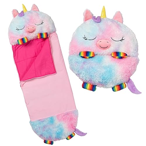 Happy Nappers: Pillow & Sleepy Sack: Medium - Rainbow Unicorn - 54 x 20, Plush Animal Character, 2-in-1 Pillow Sleeping Bag, Play, Kids Ages 3+
