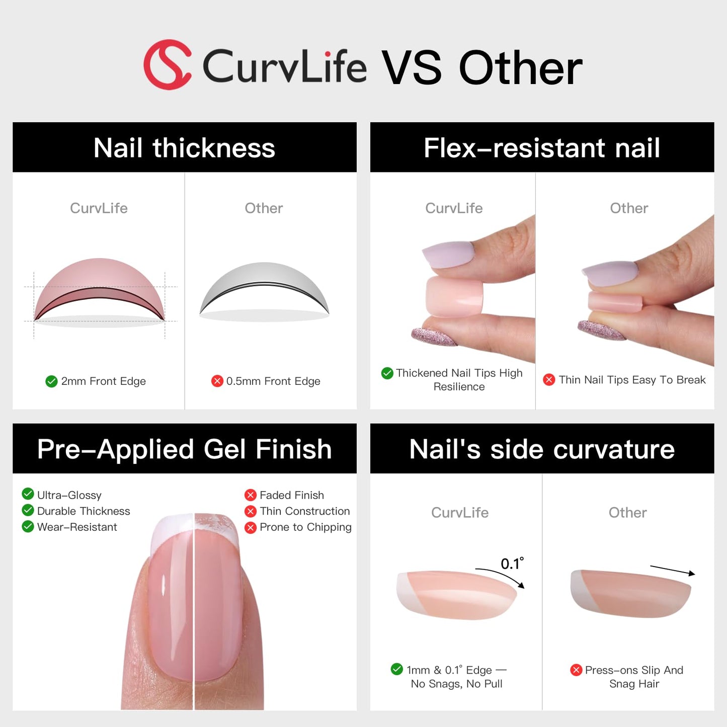 Curvlife 30pcs Press on Nails, Acrylic Fake Nail with Apricot Design, Full Cover False Nails Tips Glossy Nude Glue on Nails Artificial Stick on Nails Beauty and Personal Care CurvLife