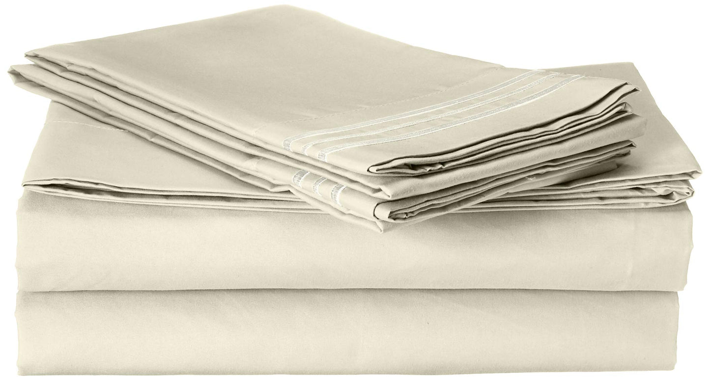 CELINE LINEN Luxurious Bed Sheets Set on Amazon 1800 Premier Hotel Quality Wrinkle Free 4-Piece Sheet Set with Deep Pockets, Full Cream/Tan