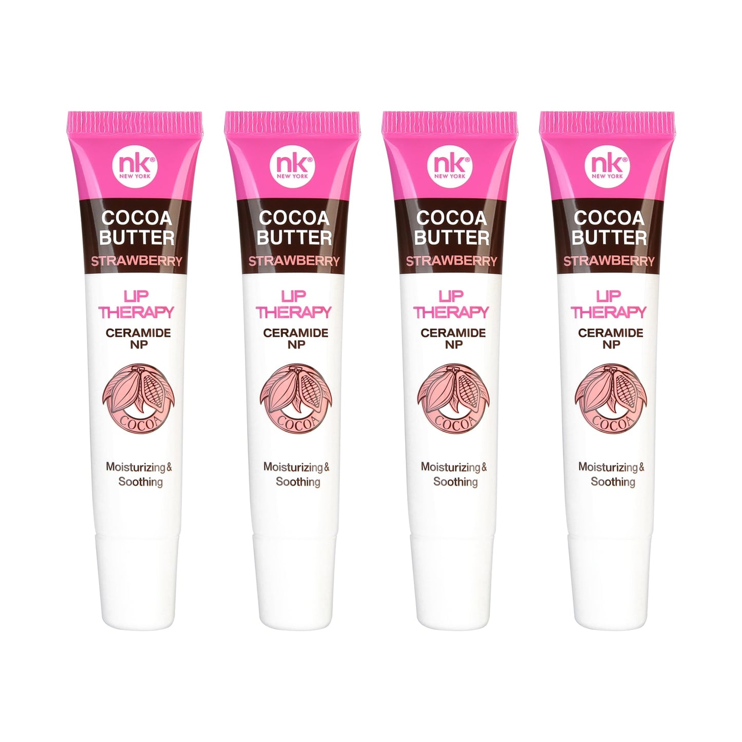 Nicka K New York Lip Therapy, Cocoa Butter, Shea Butter, Vanilla (AMZ077-ACS4PK)