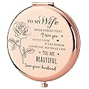 GAOLZIUY Gifts for Wife - Beautiful Wife Gift Rose Gold Compact Mirror, Birthday Gifts for Women, Wedding Anniversary, Valentines Day, Mothers Day