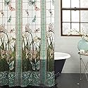 Crystal Emotion Flower Dragonfly Waterproof Bathroom Fabric Shower Curtain Bath Curtain 48x72inch Small Stall Size