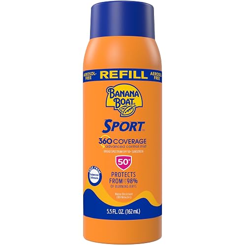 Banana Boat Sport 360 Coverage Spray Sunscreen Mist SPF 50 Refill | Non-Aerosol Sunscreen Spray, SPF 50 Sunblock Mist, Oxybenzone Free, 360 Coverage