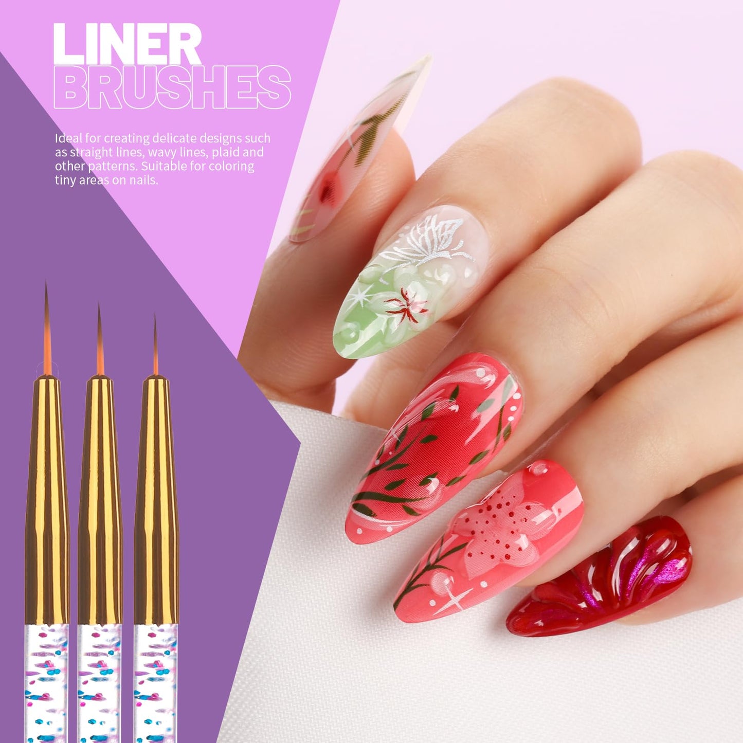 Teenitor Nail Art Tools Set, 23 Pcs Nail Art Brushes, 5 Pcs Nail Dotting Tool, 2 Set of Nail Stand, 100 Pcs Double-Sided Adhesive Tabs, Nail Art Beauty and Personal Care Teenitor