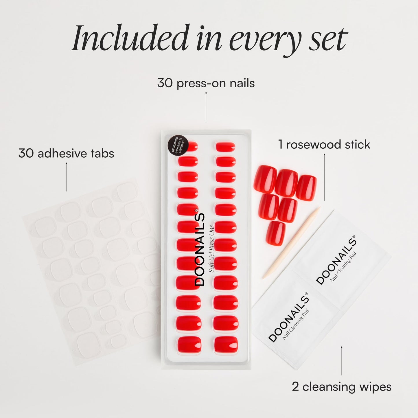 DOONAILS Soft Gel Press On Nails - 28 Pcs Kit with Stickers in 14 Sizes - White, Extra Short Square - Reusable Glue On Fake Nails, Handmade Beauty and Personal Care Doonails