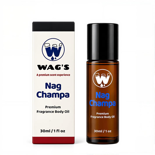 WagsMarket - Nag Champa Perfume Oil, from 0.33oz Roll On to 4oz Glass Bottle (1oz Roll-On) Beauty & Personal Care WagsMarket