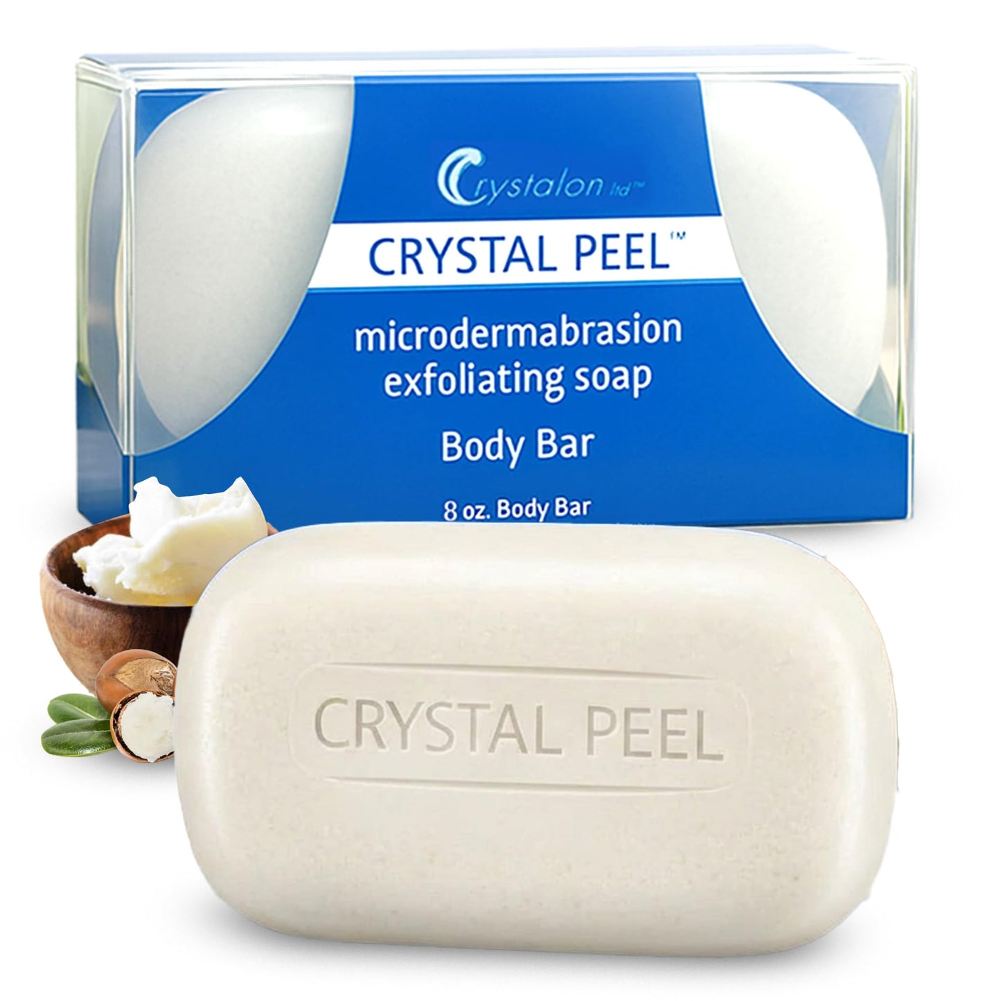 Exfoliating Bar Soap for Men & Women, Crystal Peel Luxury Microdermabrasion Hydrating & Exfoliating Body Soap Bar Solid Magnesium Mineral Scrub