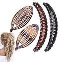 Aaiffey 4pcs Banana Hair Clips Vintage Clincher Combs Tool for Thick Curly Hair Accessories Fish Shape Ponytail Holer Claws Grips Clamp Clip Claws Set