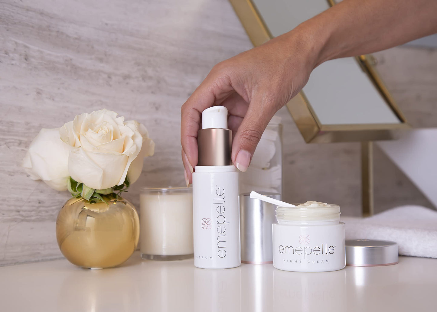 Emepelle Face Serum with MEP Technology, Brightening and Ultra Hydrating Serum for Aging Skin with Antioxidants, Hyaluronic Acid, and Peptides, 1.2 Oz