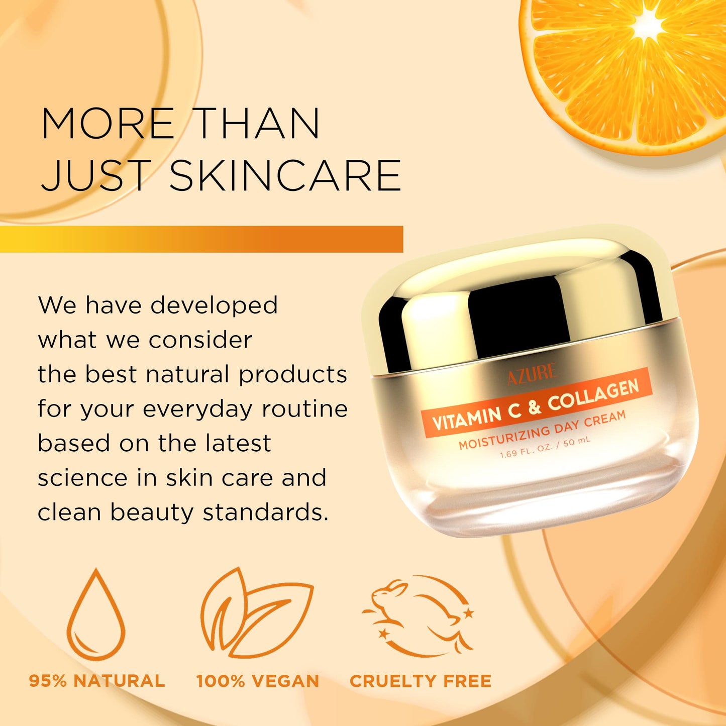 Azure Cosmetics Vitamin C & Collagen Face Moisturizer - Dermatologist Tested, Anti-Aging, Skin Tightening & Brightening, Clean, Cruelty-Free Face