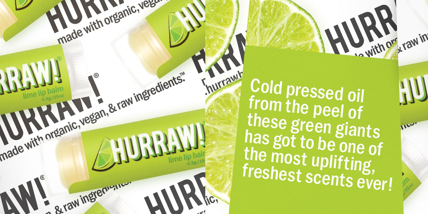 Hurraw! Lime Lip Balm, 3 Pack: Organic, Certified Vegan, Cruelty and Gluten Free. Non-GMO, 100% Natural Ingredients. Bee, Shea, Soy and Palm Free.